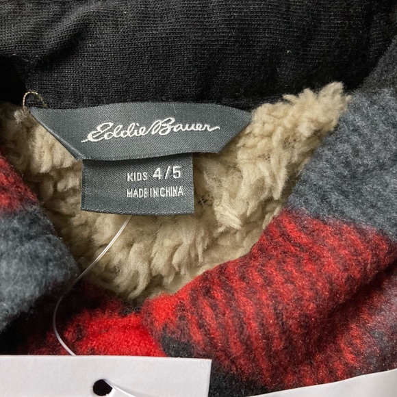 πHOST PICKππππNWT Eddie Bauer Faux Shearling Shirt Jacket Size 4/5 - Picture 2 of 4